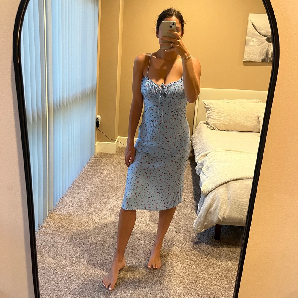 Blue Princess Polly flower midi dress